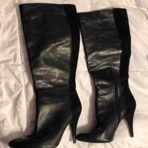 Black leather and suede boots size 10